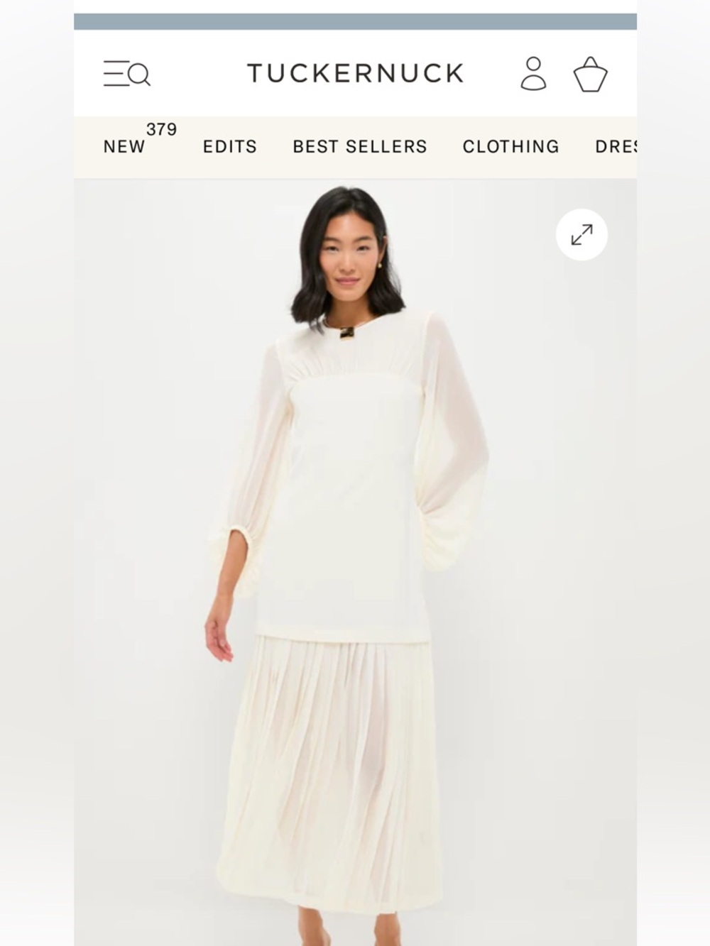 Tuckernuck Ivory Chiffon Pleated Lorraine Dress